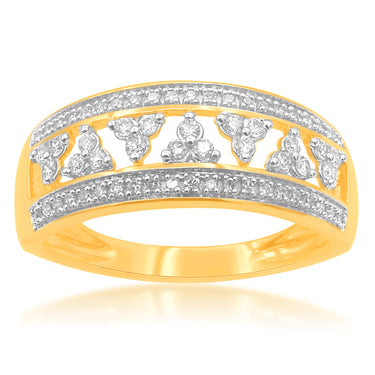 9ct Yellow Gold 1/4 Carat Diamond Ring With 63 Brilliant Diamonds