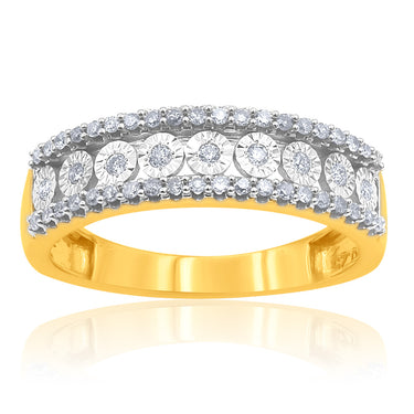 9ct Yellow Gold 1/4 Carat Diamond Ring With 49 Brilliant Diamonds