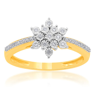 9ct Yellow Gold Diamond Ring With 33 Brilliant Diamonds