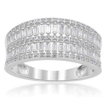 9ct White Gold 1/4 Carat Diamond Ring With 113 Brilliant and 38 Baguette Diamonds