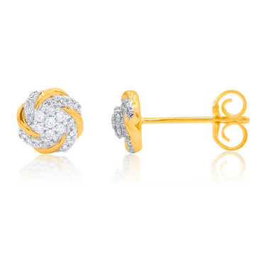 9ct Yellow Gold Diamond Stud With 23 Brilliant Diamonds