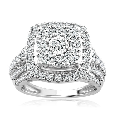 10ct White Gold 2 Carat Diamond Dress Ring