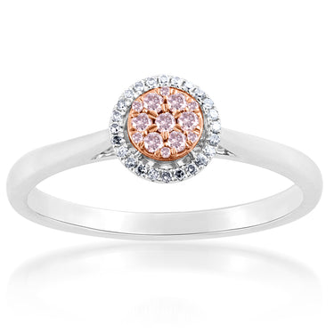 0.15 Carat Diamond Ring With Autralian Pink Argyle Diamonds in 9ct  White and Rose Gold