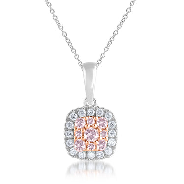 1/4 Carat Diamond Pendant With Australian Pink Argyle Diamonds in 9ct White and Rose Gold
