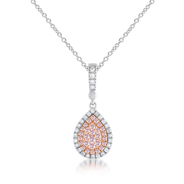 1/5 Carat Diamond Pendant With Pink Argyle Diamonds on Adjustable 50cm Chain in 9ct White & Rose Gold