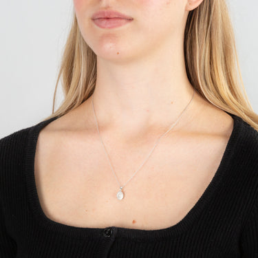 Sterling Silver With Diamond Oval Shape Pendant