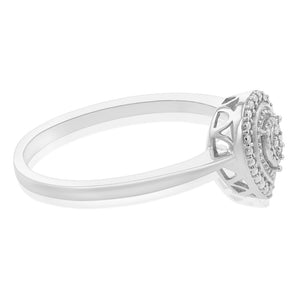 Sterling Silver With Diamond Pear Shape Ring