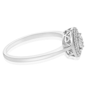 Sterling Silver With Diamond Oval Shape Ring