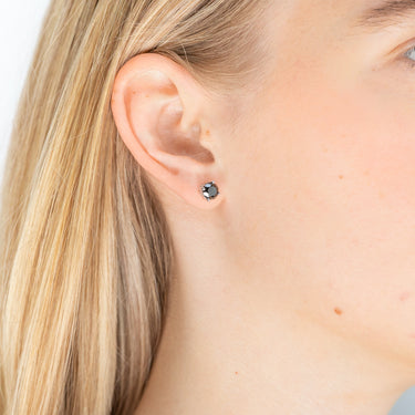 Sterling Silver 2 Carat Black Diamond Stud Earrings