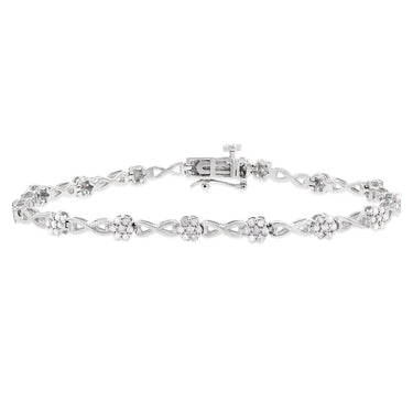 Sterling Silver 1 Carat 18cm Diamond Bracelet