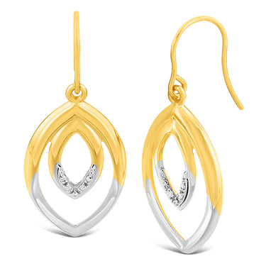 9ct Yellow Gold Diamond Drop Earrings