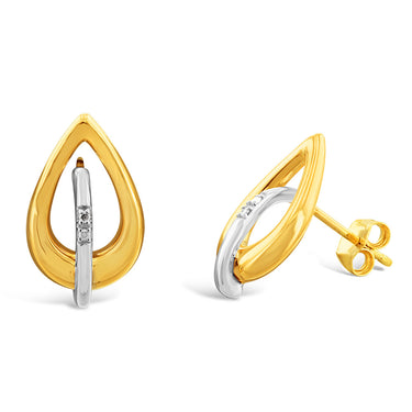 9ct Yellow Gold Diamond Stud Earrings