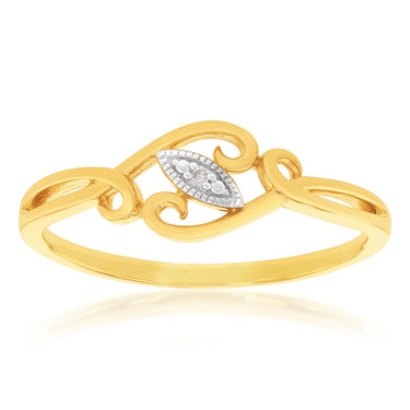 9ct Yellow Gold Diamond Ring