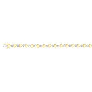 Sterling Silver Gold Plated Diamond Bracelet with Heart Design