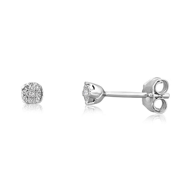 Sterling Silver Diamond Stud Earrings