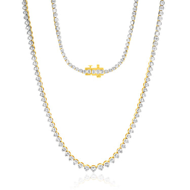 14ct Yellow Gold 5 Carats Diamond Necklace with 139 Brilliant Diamonds 43cm