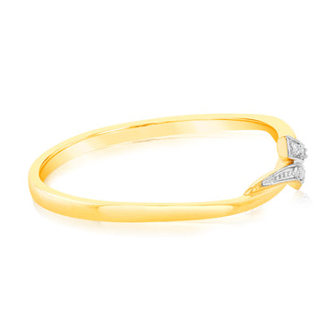 9ct Yellow Gold With 2 Brilliant Cut Diamond Ring