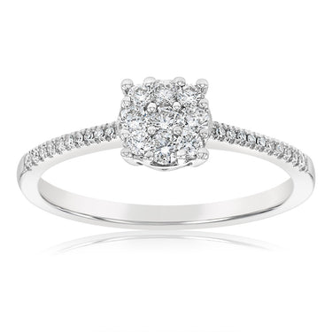 9ct White Gold 1/4 Carat Diamond Dress Ring