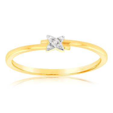 9ct Yellow Gold With 2 Brilliant Cut Diamond Ring