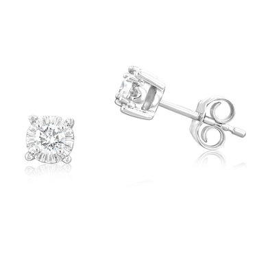 9ct White Gold 1/4 Carat Diamond Solitare Studs with Disc Setting