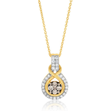 9ct Yellow Gold 1/2 Carat Diamond Pendant with 36 Australian Diamonds on 9ct 45cm Chain