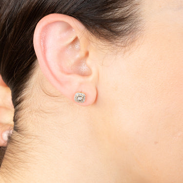 9ct Yellow Gold Diamond Stud Cushion Earrings