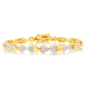 Gold Plated Silver 1/2 Carat Diamond Heart & Infinity Bracelet 18cm Length
