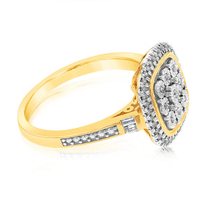 9ct Yellow Gold 1/6 Carat Diamond Dress Ring