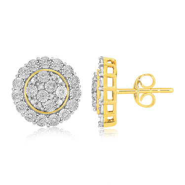 9ct Yellow Gold 1/5 Carat Diamond Stud Earrings