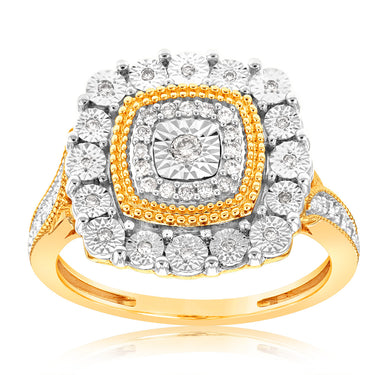 9ct Yellow Gold 1/6 Carat Diamond Dress Ring