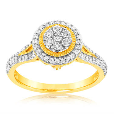 9ct Yellow Gold 1/4 Carat Diamond Dress Ring
