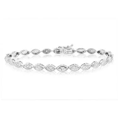 Sterling Silver 0.10 Carat Diamond 18cm Bracelet Set with 24 Diamonds