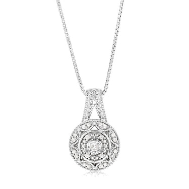 Sterling Silver 0.10 Carat Diamond Pendant on 45cm Box Chain