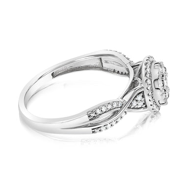 Sterling Silver 0.15 Carat Diamond Ring With 61 Brilliant Cut Diamonds