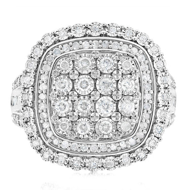 Sterling Silver 1 Carat Diamond Ring With 112 Brilliant & 22 Baguette Cut Diamonds