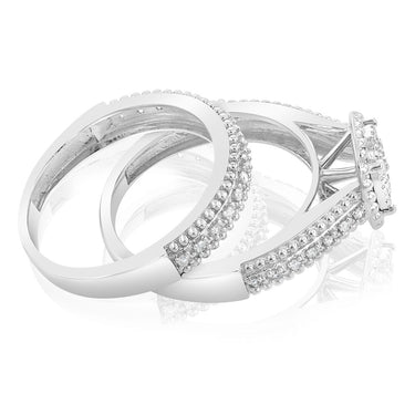 Gold Plated Sterling Silver1/4 Carat Diamond 2 Ring Bridal Set