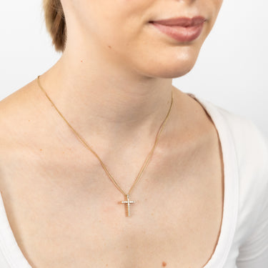 10ct Yellow Gold Diamond Cross Pendant Set with Brilliant Diamonds