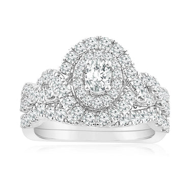 1.20 Carat Diamond Oval Cluster Ring in 14ct White Gold