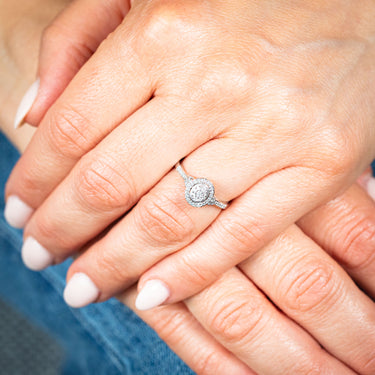 1/6 Carat Diamond Cluster Oval Ring in 10ct White Gold