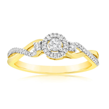 1/6 Carat Diamond Ring in 10ct Yellow Gold