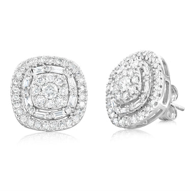 0.95 Carat Diamond Cluster Stud Earrings