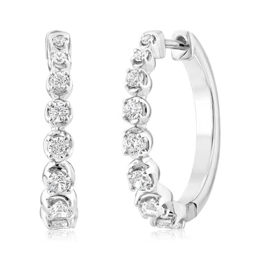 2/3 Carat Diamond Hoop Earrings in 10ct White Gold