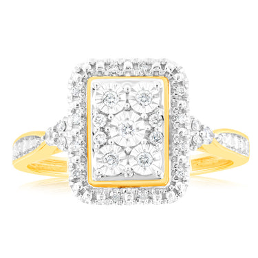 9ct Yellow Gold 1/6 Carat Diamond Ring