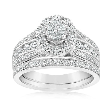 1.40 Carat Diamond Bridal Set in 10ct White Gold