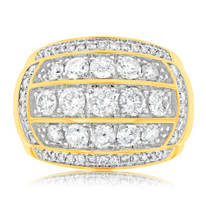 3 Carat Diamond Gents Ring in 10ct Yellow Gold
