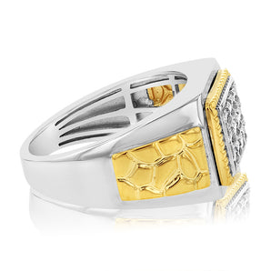 1/2 Carat Diamond Gents Ring in 10ct Yellow & White Gold