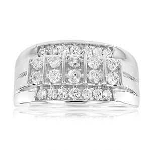 1 Carat Diamond Gents Ring in 10ct White Gold