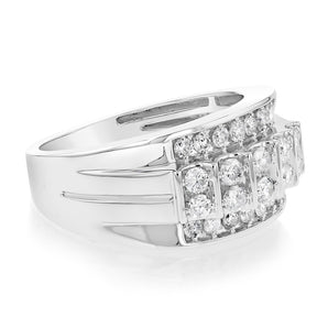 1 Carat Diamond Gents Ring in 10ct White Gold