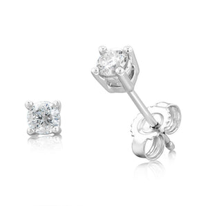 1/4 Carat Diamond Solitaire Earrings in Sterling Silver
