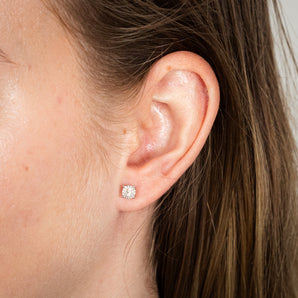 1/10 Carat Diamond Solitaire Stud Earrings in Sterling Silver